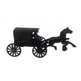 Cast Iron Horse-Drawn Buggy With Passengers