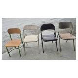 Folding Chairs (3) & Wood MCM School Chair