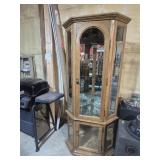 Corner Curio Cabinet Lighted With 4 Glass Shelves