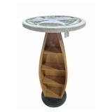 Wood Canoe Shape Shelf / Table With Hand Painted