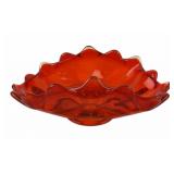 Amberina Glass Bowl With Ruffled Edge
