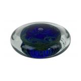 JR Grossman Glass Paperweight With Blue Swirl Desi