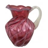Fenton Cranberry Optic Swirl Pitcher