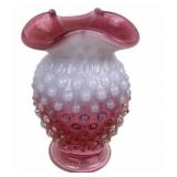 Fenton Cranberry Hobnail Vase