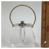 Glass Gold Tone Purse Perfume Bottle