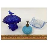 Enesco Blue Hobnail Perfume Bottle, Cambridge Capr