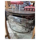 Sofa Table Half Moon Shape With Bronze Metal