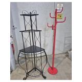 Metal & Wood Corner Shelf And Metal Coat Rack