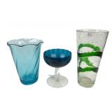Flared Vase, Empoli compote, Bubble Glass Vase