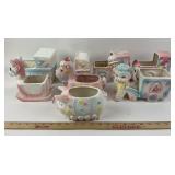 Ceramic Baby-Themed Planters/Music Box