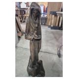 Hand Carved Wooden Statue - Cracked