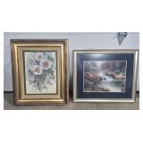 Framed Watercolor Painting Of Roses By Robert Cho
