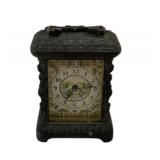 Miniature Embossed Carriage Clock With Floral Dial