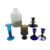 Murano Style Glass Vase, Cobalt Blue, Amethyst Gla