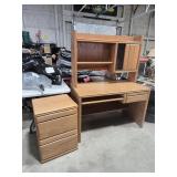 Wood Desk With Hutch - 2 Pieces & 2 Drawer