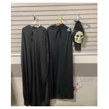 Black Cloaks and Skull Mask Costume Accessories