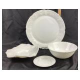 Milk Glass Plates, Bowl, and Tray