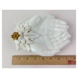 Westmoreland Hands Milk Glass Jewelry Dish With Go