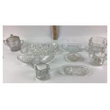Pressed Glass Cream and Sugars