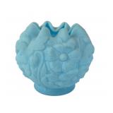 Fenton Blue Satin Glass Ruffled Edge Vase