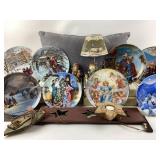 Christmas-Themed Decorative Plates, Figurines