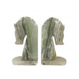 Green Onyx Horse Head Bookends