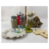 Glass Jars, Ceramic Vase, Birdhouse, Dish