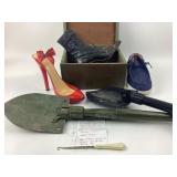 Military Shovels, Shoes, Wood Box, Crochet Hook
