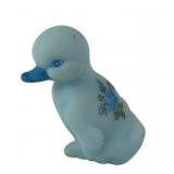 Fenton Hand Painted Blue Rose Satin Glass Duck Fig