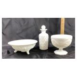 Imperial Glass Milk Glass Compote, Bowl, Hobnail D