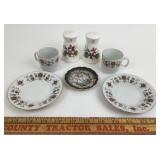 Japanese Porcelain: Dragon Art Dish, Salt Shakers