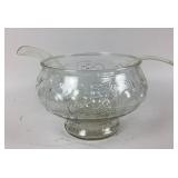 Glass Punch Bowl With Grape Motif, Ladles