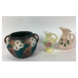 Roseville Pottery Floral Bowl, USA Creamers