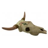 Ceramic Longhorn Skull With Desert Motif