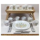 Corelle Meadow Flowers Platter & Mugs, Ekco Vanadi
