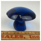 Viking Glass Blue Mushroom Sculpture