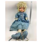 Fabric Girl Doll With Blue Bonnet Outfit