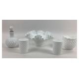 Fenton White Hobnail Milk Glass Vases, Tumblers