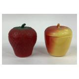 Strawberry, Apple Milk Glass Jars