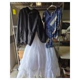 Women's Outerwear, Petticoat, Blue Patterned Outfi