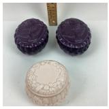 Pink and Purple Glass Trinket Boxes