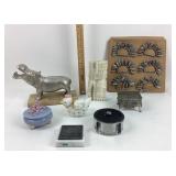 Decorative Figurines, Silver Toned Hippo, Trinket