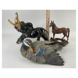 Duck, Ceramic Elephant, Horse Figurines