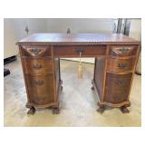 Leather top Mahogany Desk with six drawers