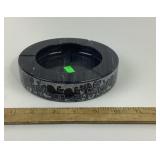 Black Marble Round Ashtray With Elephant Motif