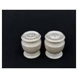 Antique carved bone salt & pepper shakers
