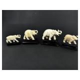 (4) old Chinese export carved bone elephants on