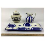 Gail Pittman Hand-Painted Ceramic Tray, Pitcher; L