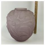 Art Deco Amethyst Satin Glass Botanical Vase