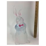 Frosted Lucite Rabbit Figurine with Pink Bow Tie